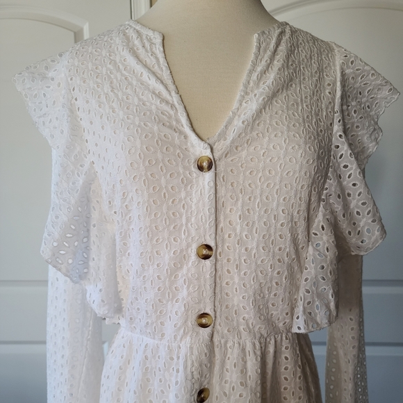 Plus Eyelet Ruffle Detail Skater Dress - Picture 3 of 14